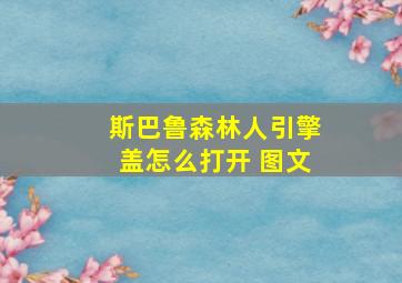 斯巴鲁森林人引擎盖怎么打开 图文